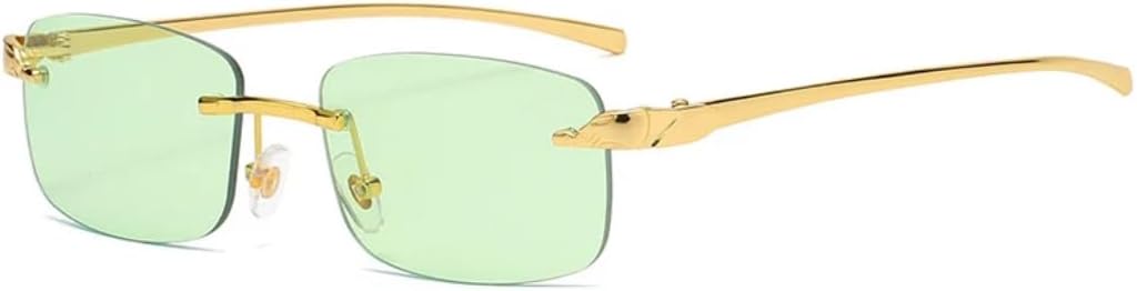 

Солнцезащитные очки с защитой от УФ-излучения UV400 | Без оправы, в стиле панк, с металлическими разноцветными линзами | Для женщин и мужчин, для занятий спортом на открытом воздухе и вождения DSVIGF, Gold-green