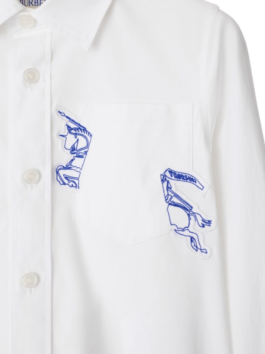 Рубашка с детальным дизайном Equestrian Knight Burberry Kids, белый — фото 3