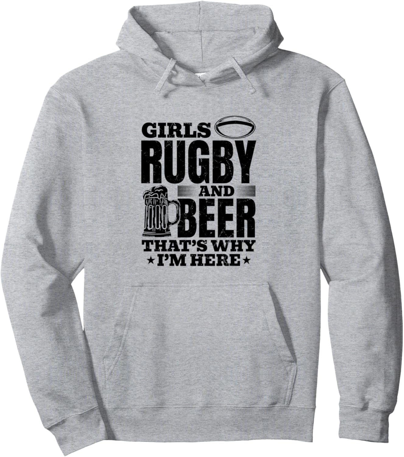 

Регби для девушек и пиво - вот причины, по которым мы здесь. - Толстовка с капюшоном для регби Rugby Player Rugby Quotes, серый