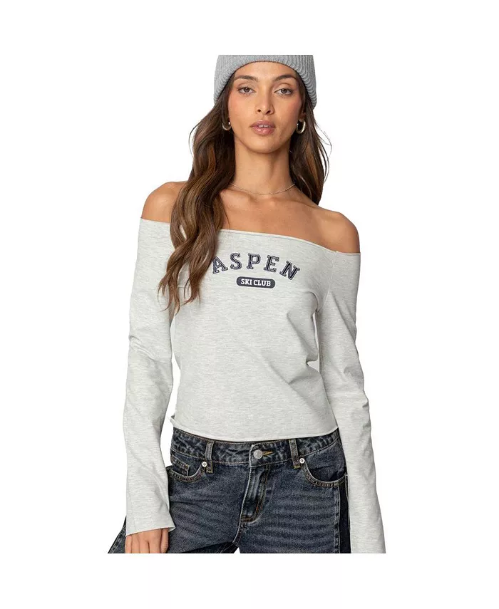 

Женский топ с открытыми плечами Aspen Ski Club Edikted, серый