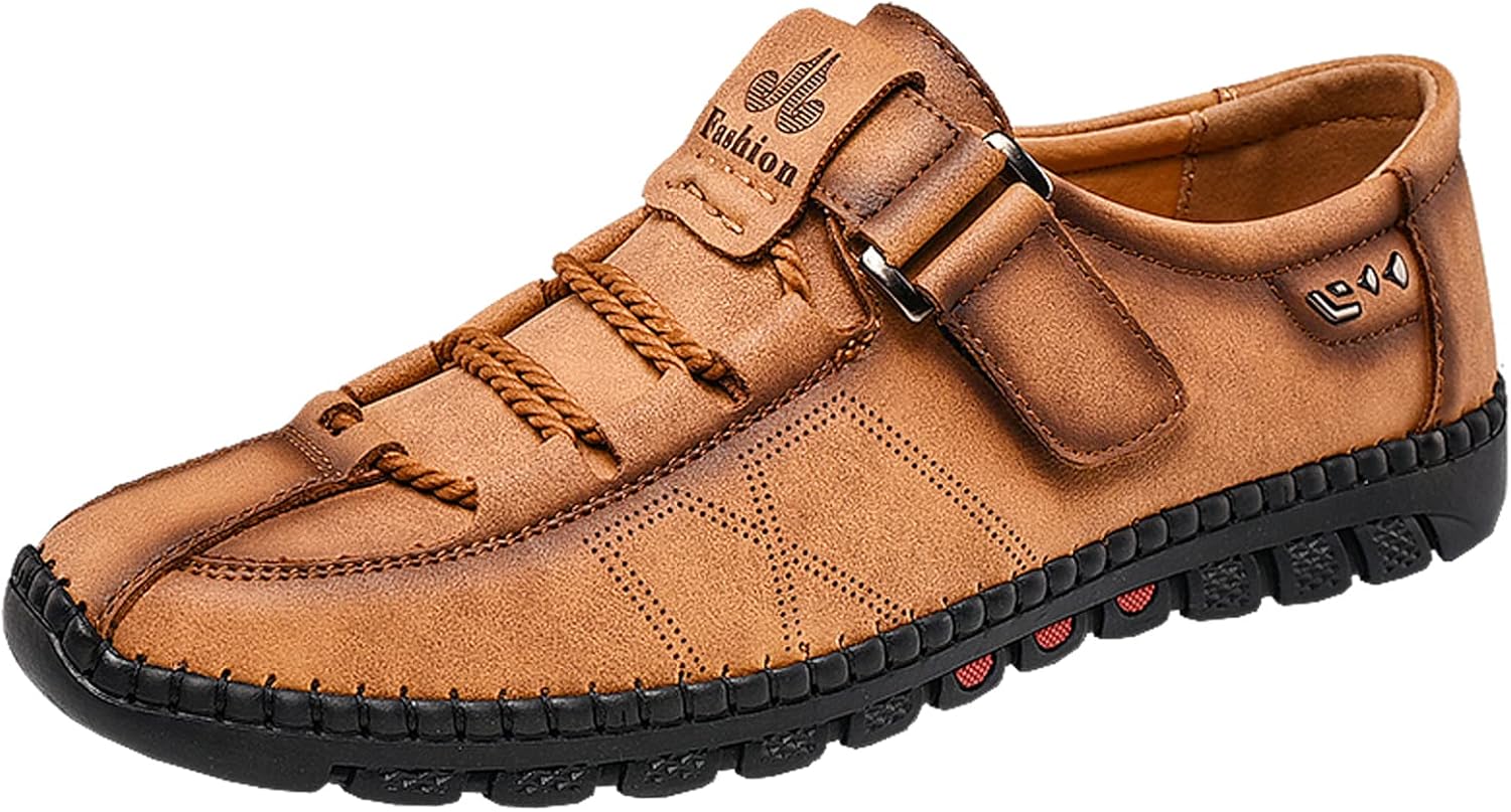 

Мужские повседневные лоферы с вязаной шнуровкой, дышащие, с резиновой подошвой, удобные, деловые, легкие кожаные обувь Asifn, коричневый