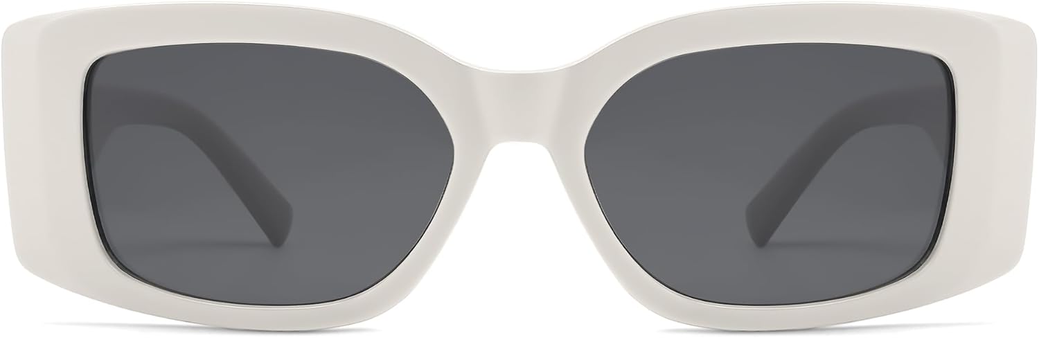 

Солнцезащитные очки в стиле ретро прямоугольной формы для женщин и мужчин, модные винтажные квадратные солнцезащитные очки с защитой от УФ-излучения UV400 Thryvox, C3 White/Grey