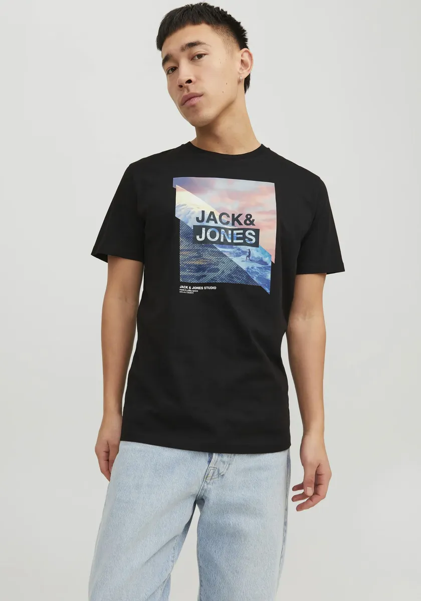 

Рубашка с круглым вырезом Jack & Jones "JJTRESOR TEE SS CREW NECK", черный