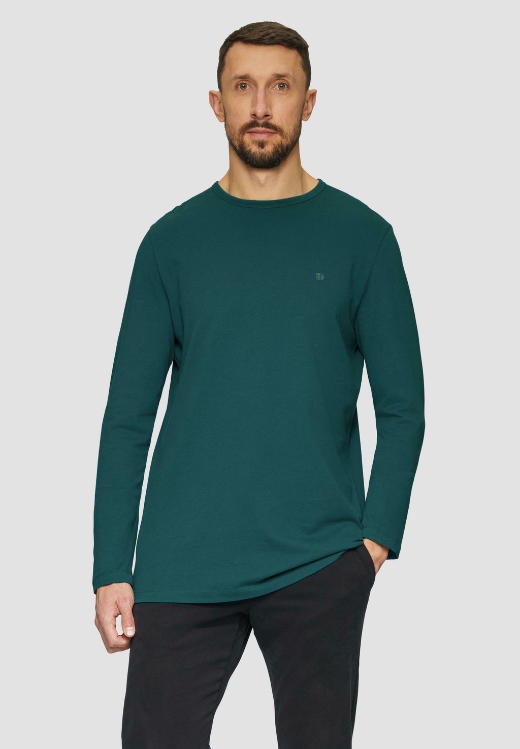 

Топ с длинными рукавами LONGSLEEVE MIT LOGO-DETAIL s.Oliver, сине-зеленый