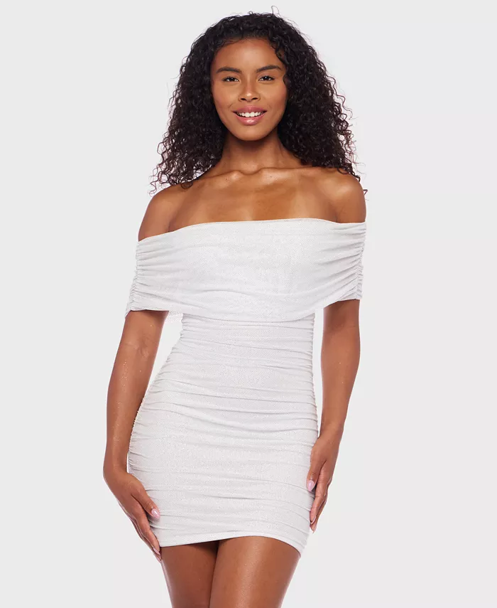 

Платье-футболка с открытыми плечами из блестящей сетки B Darlin