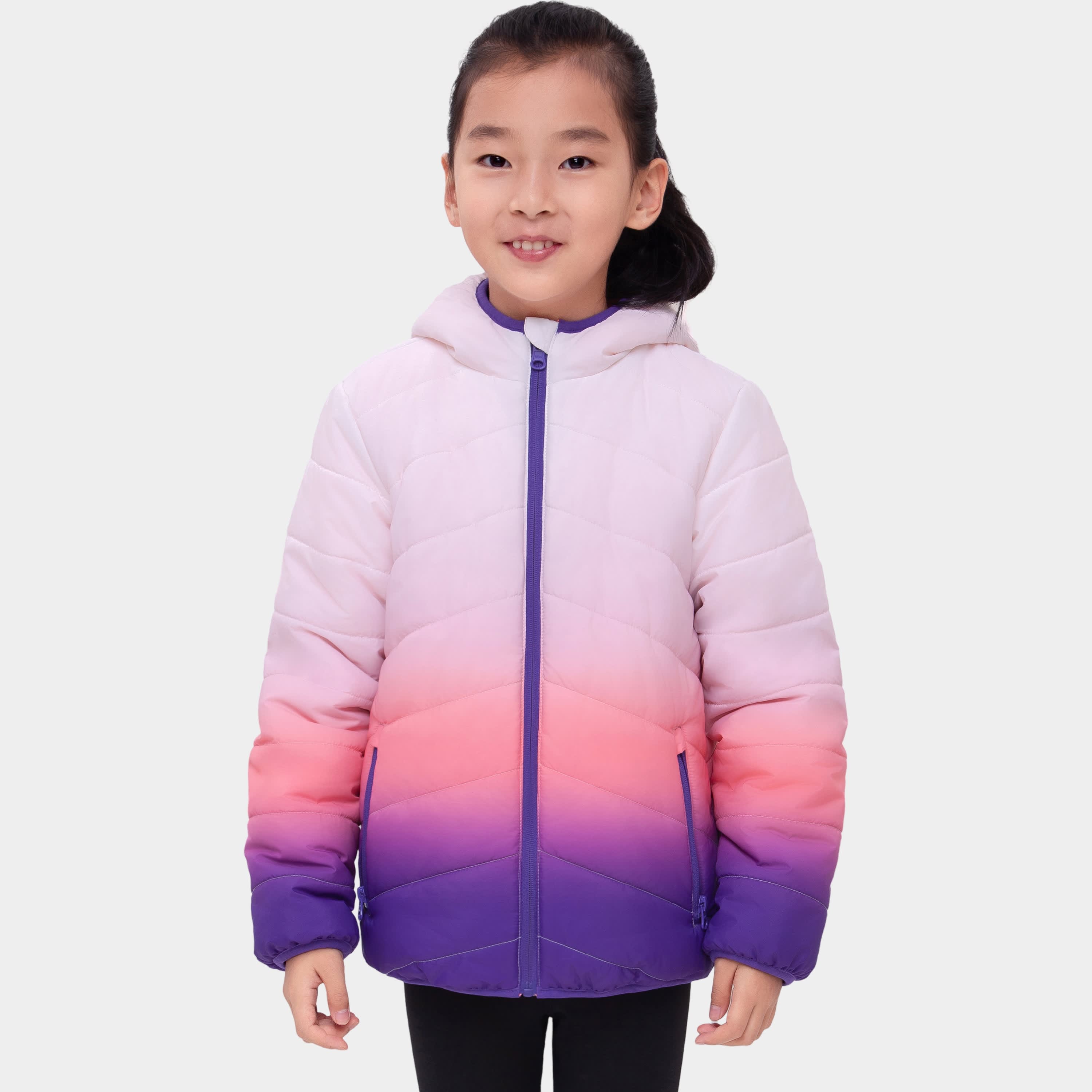 

Двусторонняя куртка-пуховик для девочек Rokka&Rolla на флисовой подкладке, rose quartz gradient