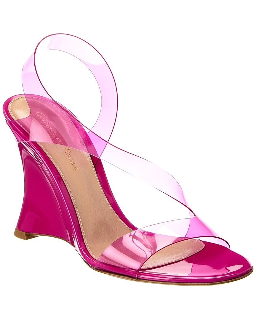 Сандалии Gianvito Rossi 95 на танкетке из винила и лака, розовый — фото 3