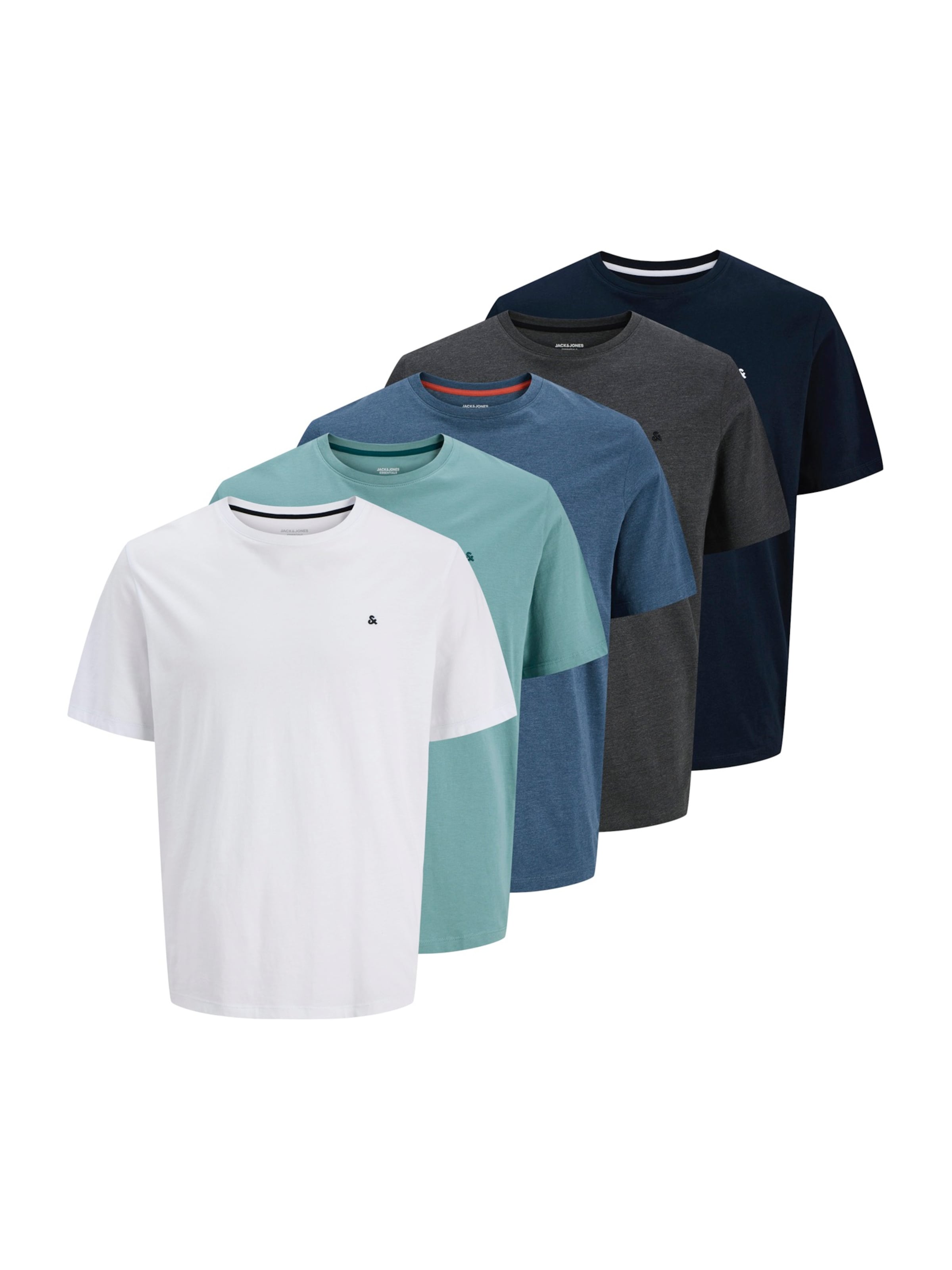 

JACK & JONES Футболка 'JJEPaulos' в цветах Navy, Turquoise, Gentian, Dark Grey, White