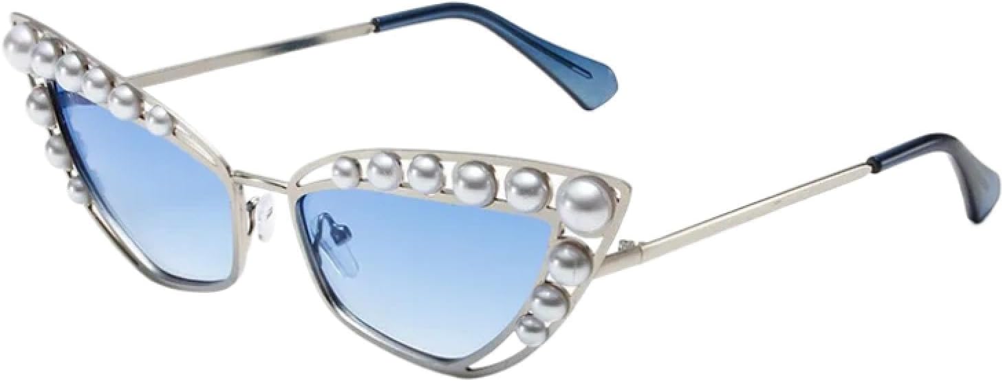 

Солнцезащитные очки с защитой от УФ-излучения UV400 | «Кошачий глаз», металл-панк | Для женщин и мужчин, для занятий спортом на открытом воздухе и вождения DSVIGF, Silver Blue