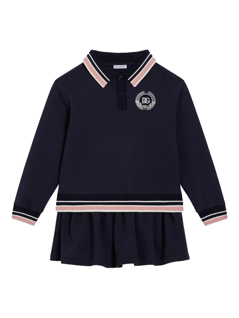 

Расклешенное платье с воротником поло Dolce & Gabbana Kids, синий