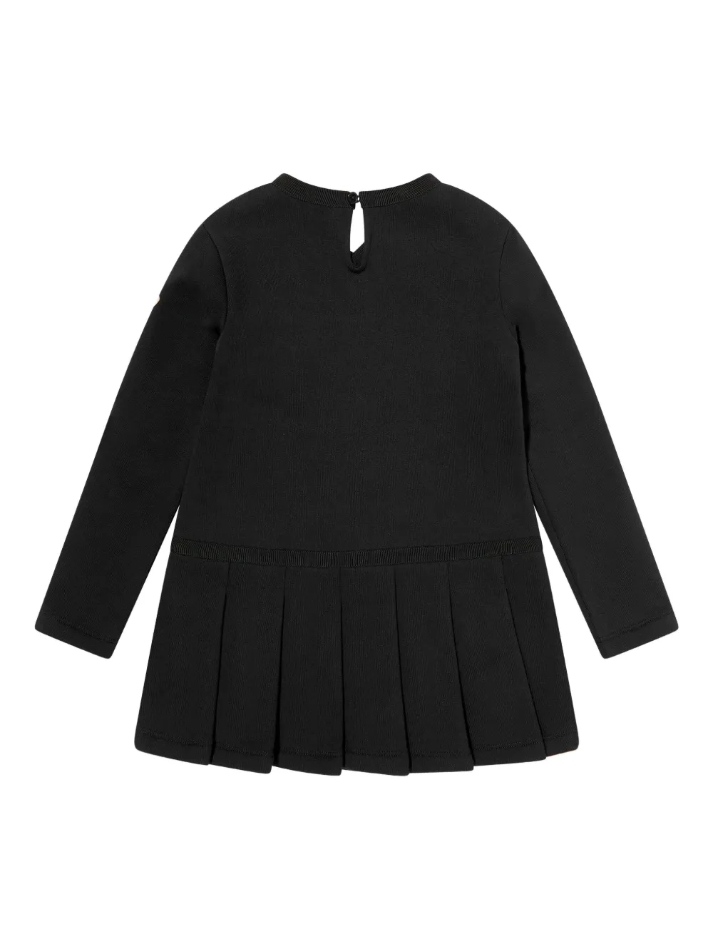 Плиссированное платье с нашивкой-логотипом Moncler Enfant, черный — фото 2