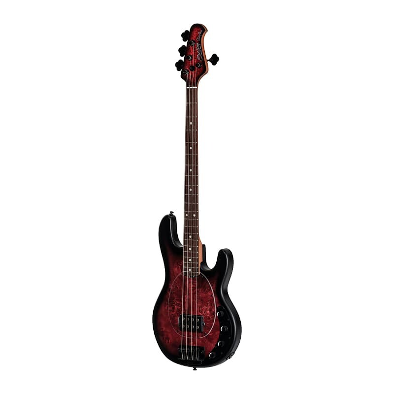 

Басс гитара Sterling by Music Man Stingray Bass Ray34PB Poplar Burl Dark Scarlet Burst