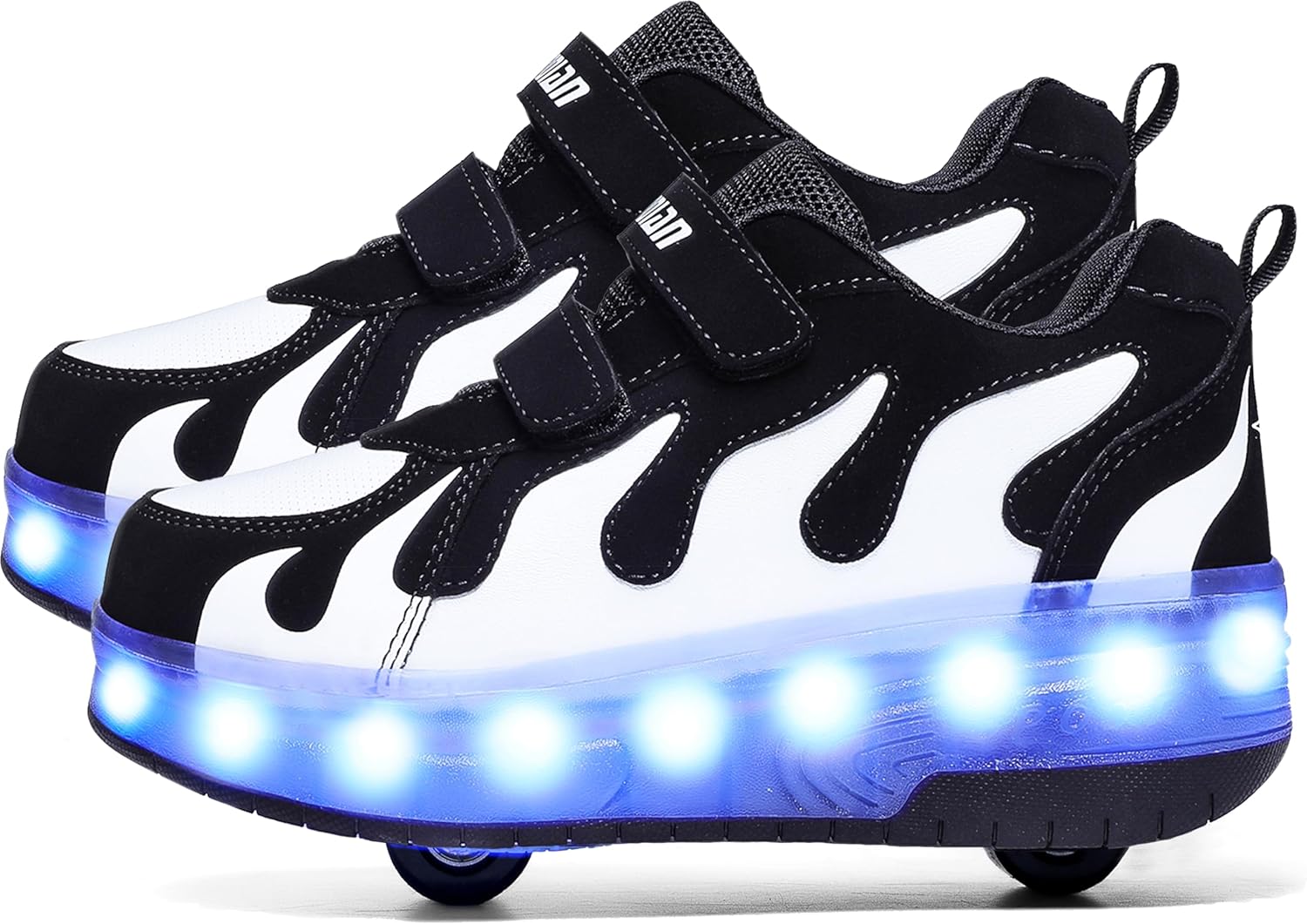 

Детские роликовые кроссовки Aikuass с USB-подзарядкой и светящейся LED-подсветкой для мальчиков и девочек, черно-белый