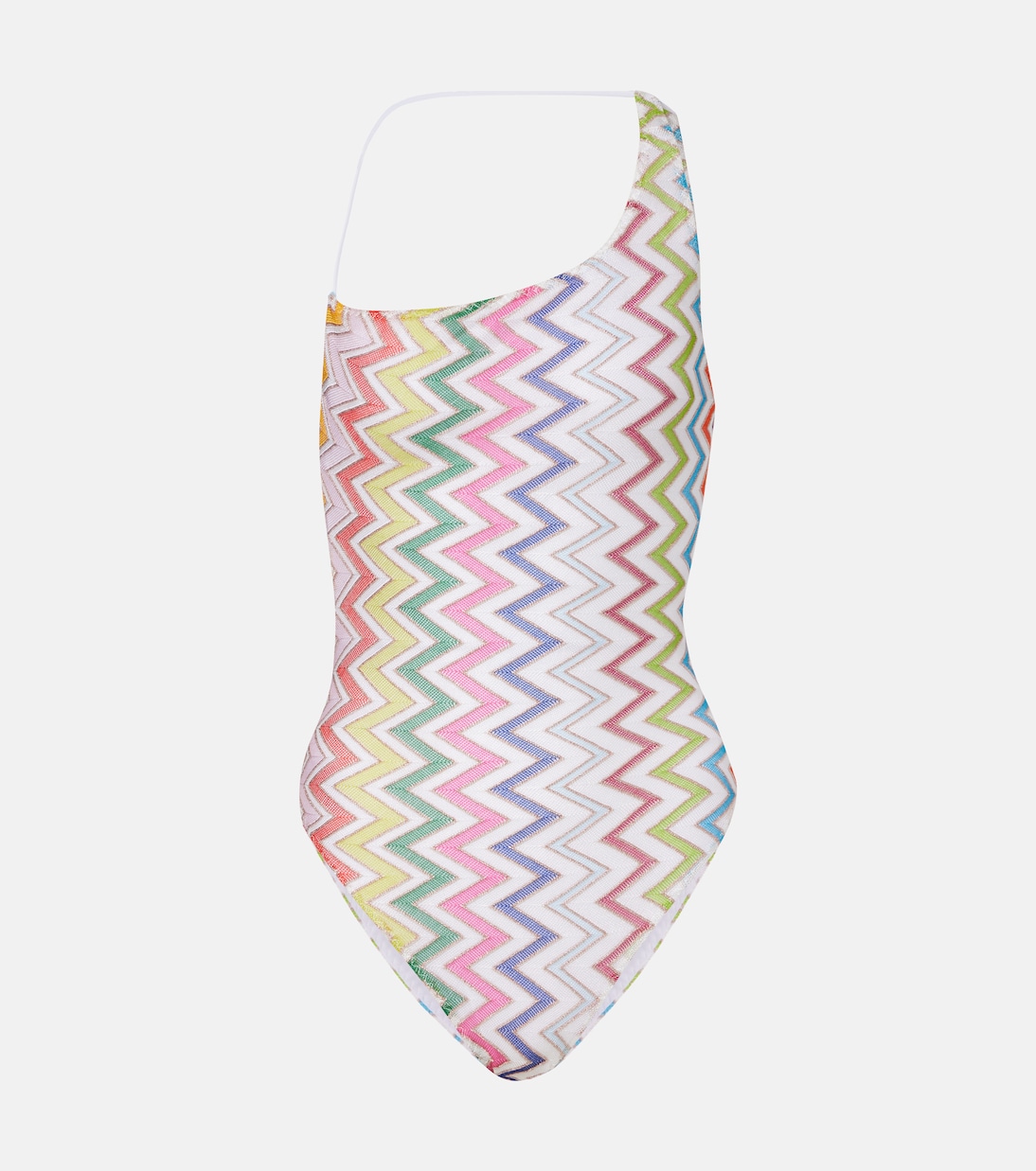 

Купальник с асимметричным вырезом и пайетками Zigzag Missoni, Multicolor w/White Base
