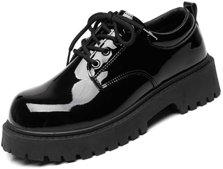 

Мужские туфли на платформе с массивной подошвой, из лакированной кожи, с шнуровкой, оксфорды, повседневные деловые дерби Sehdk, черный