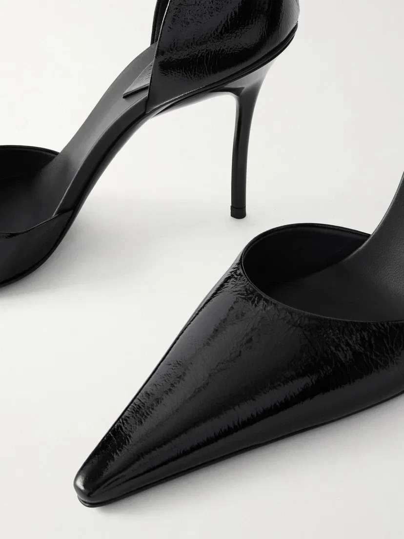 Туфли-лодочки D'Orsay 90 из глянцевой текстурной кожи Alaïa, черный — фото 4