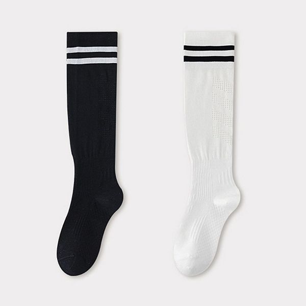 

2 пары высоких компрессионных носков для спорта с дышащей сеткой и полосатым дизайном Anna-Kaci, Black White