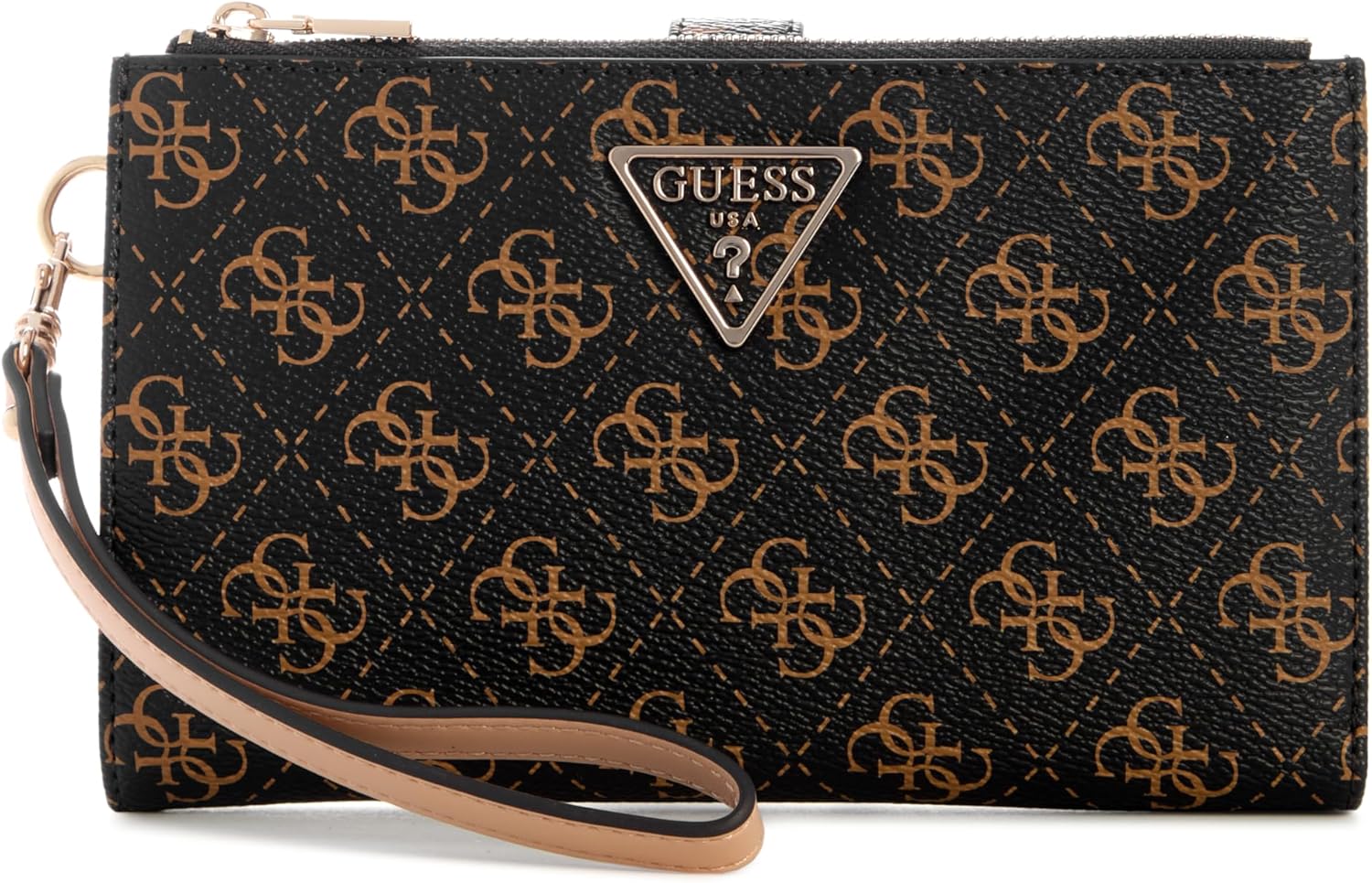 

GUESS женский кошелек Laurel II с двумя молниями и отделениями, Brown Logo