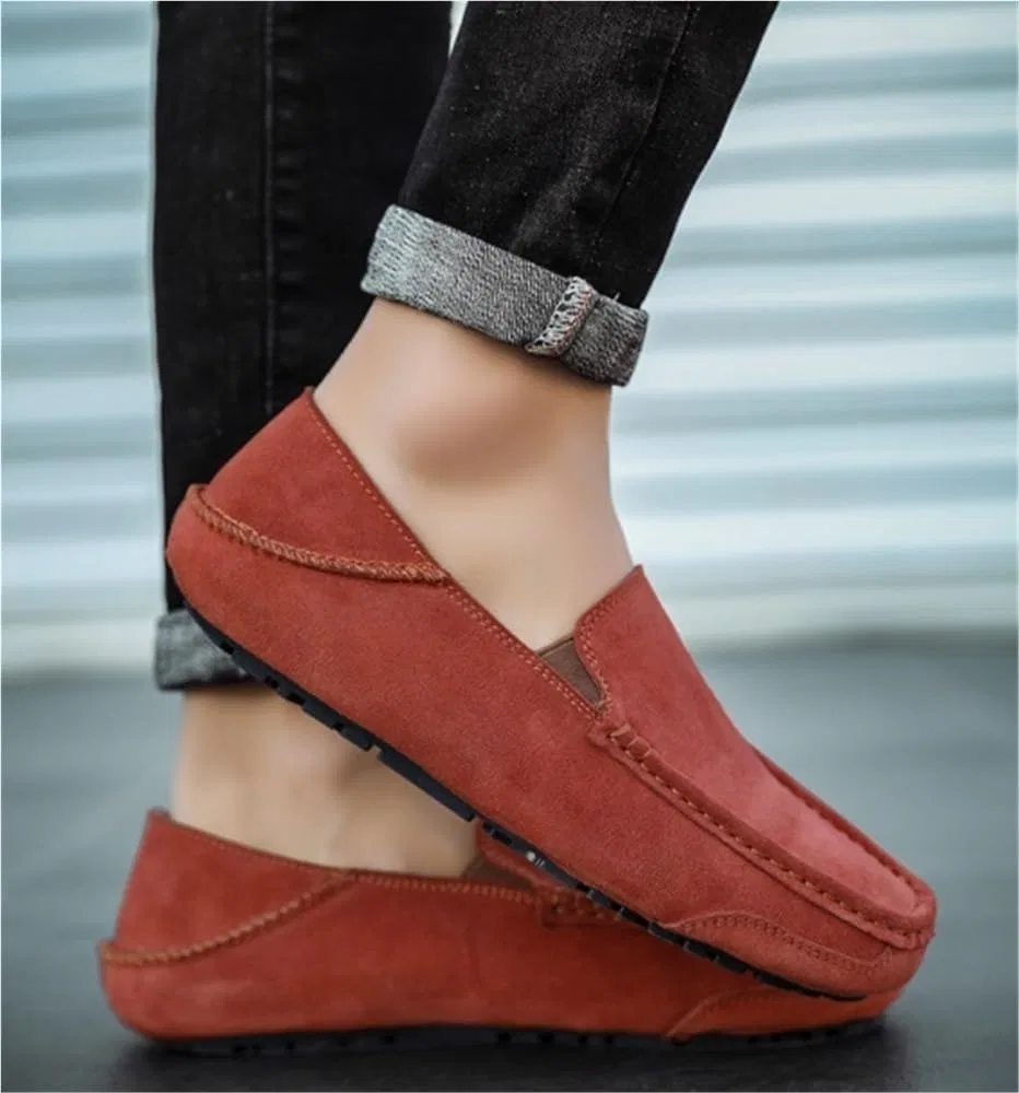 Лоферы кожаные, замшевые, красные, Mens, Loafers, Red DHFIRUFSHLO — фото 3