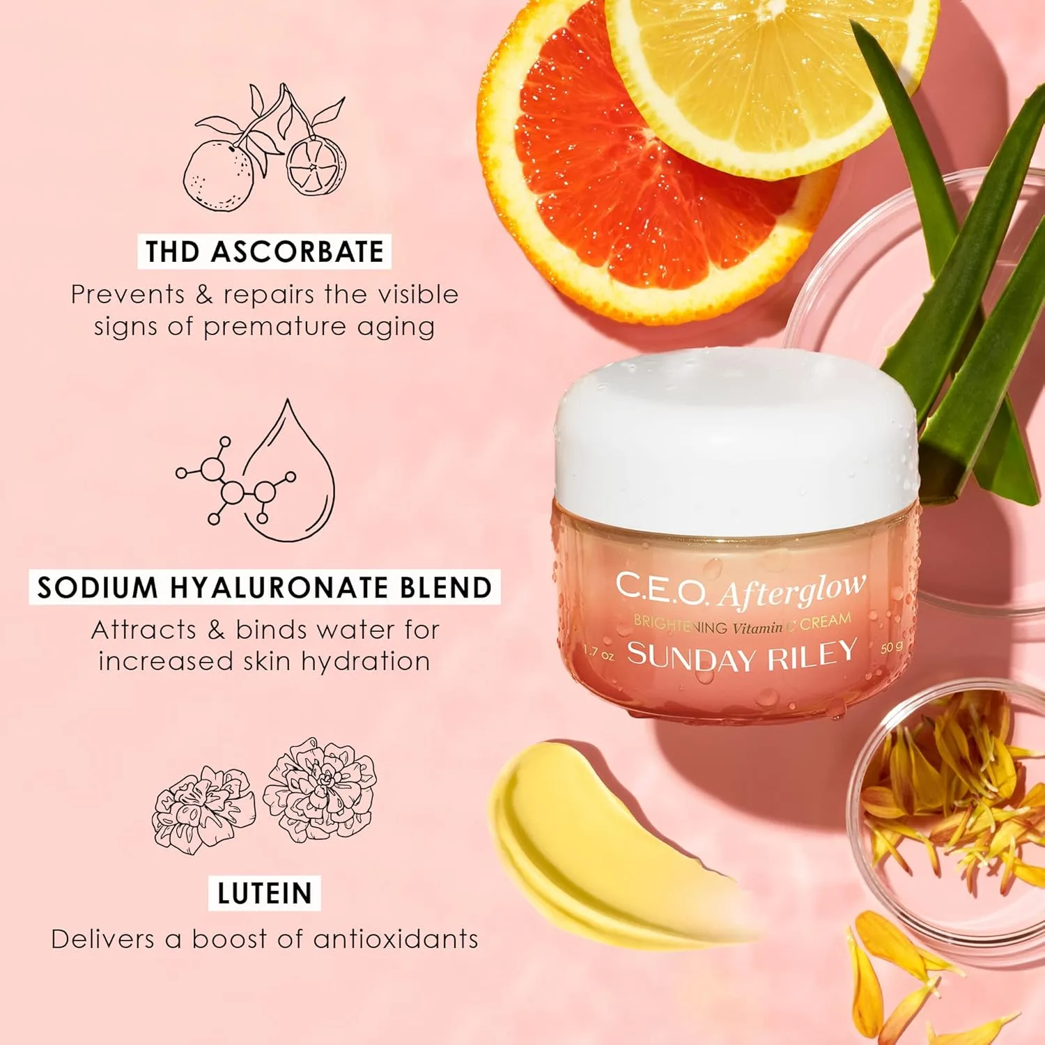 Сыворотка Sunday Riley — Увлажняющий CEO Afterglow Brightening Vitamin C Cream ( .), 14.8 мл — фото 4