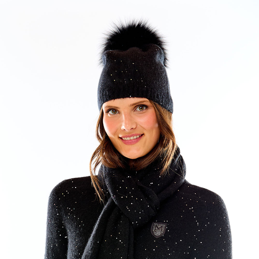 

Шапка M. Miller Cashstar с помпоном из натурального меха (женская), Black