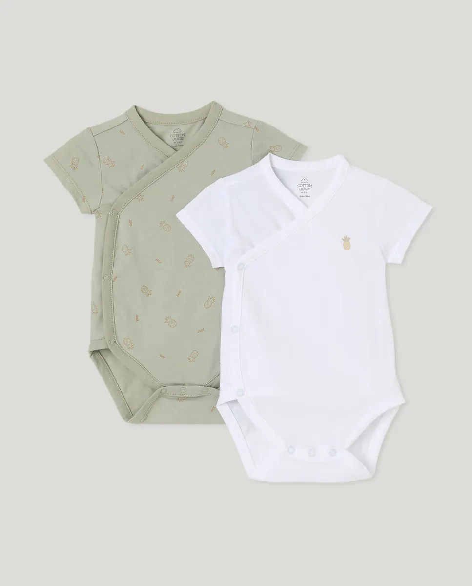 

Упаковка из двух боди с короткими рукавами Cotton Juice, зеленый