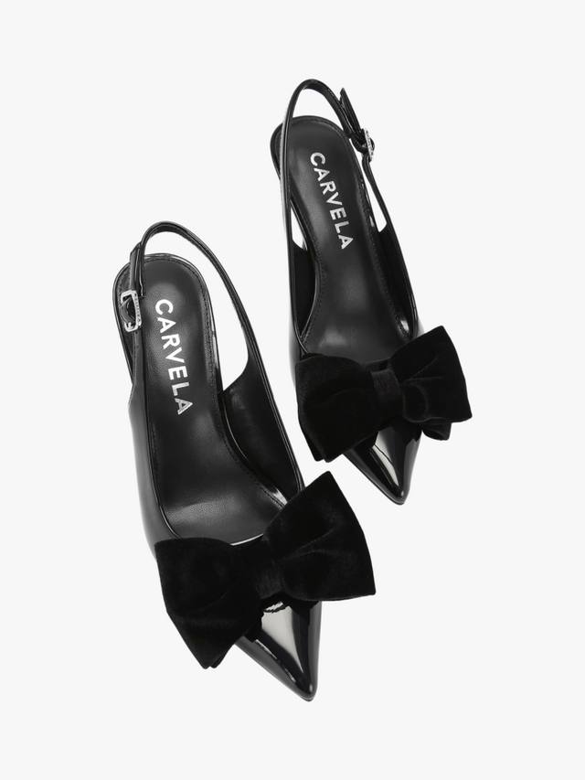 Роскошные бархатные туфли-лодочки с мысом и бантом на ремешке Carvela, Black — фото 3