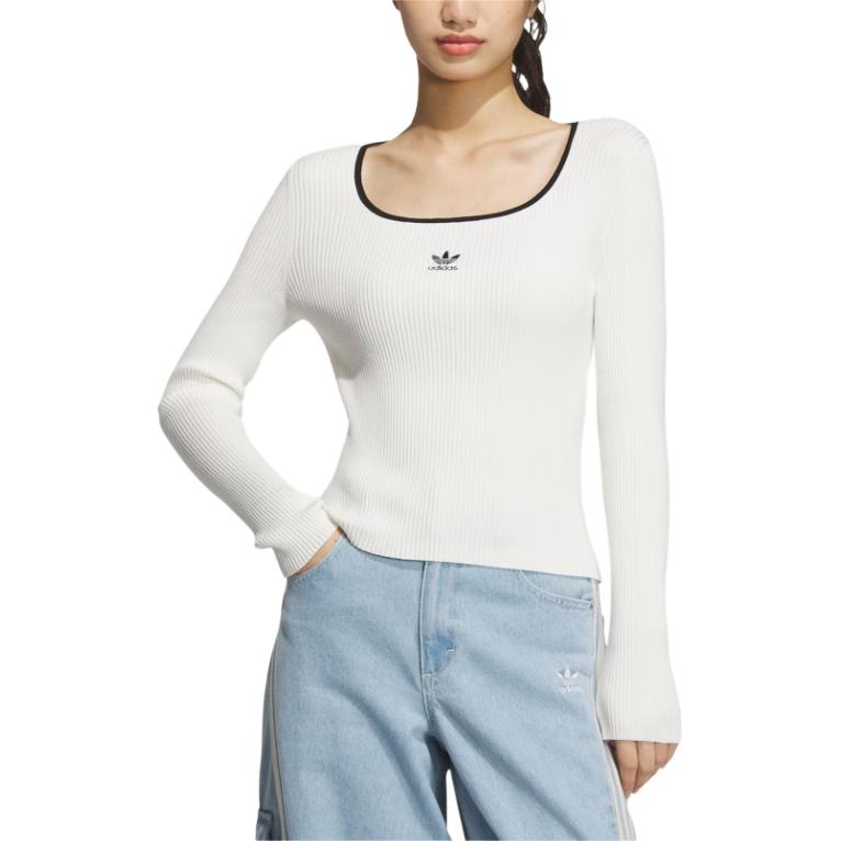 ADICOLOR FW24 Вязаный свитер Женский Jade White Adidas Originals — фото 3