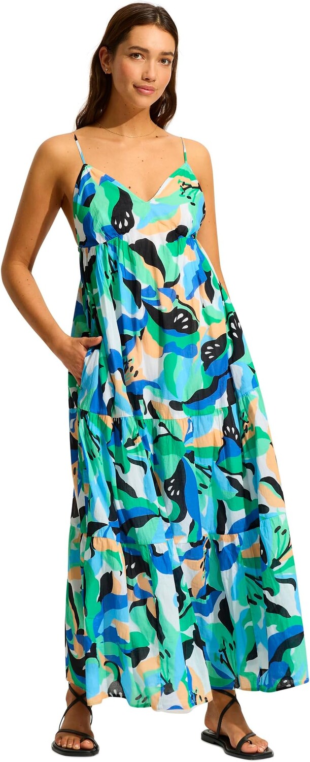 

Платье Seafolly Rio Tiered Midi Dress, цвет Jade