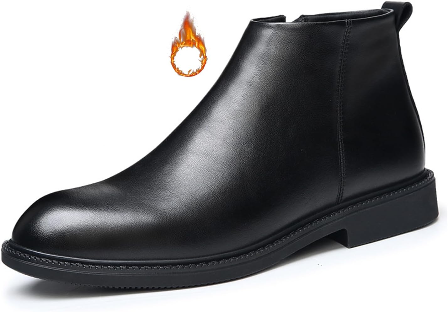 

Мужские ботинки челси с круглым носком и низким каблуком, боковой молнией, удобные, с меховой подкладкой, нескользящие, зимние, классические, теплые, для работы на открытом воздухе, легкие, элегантные Botrent, черный