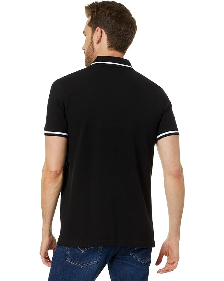 

Поло U.S. POLO ASSN. Slim Fit Curved Piecing Pique Knit Polo, черный
