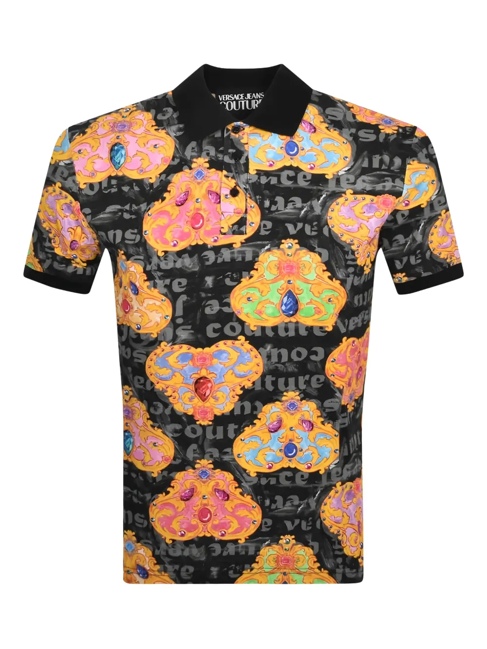 

Рубашка поло с принтом Baroque Versace Jeans Couture, черный