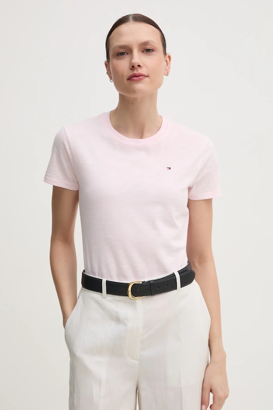 

Хлопковая футболка Tommy Hilfiger, розовый