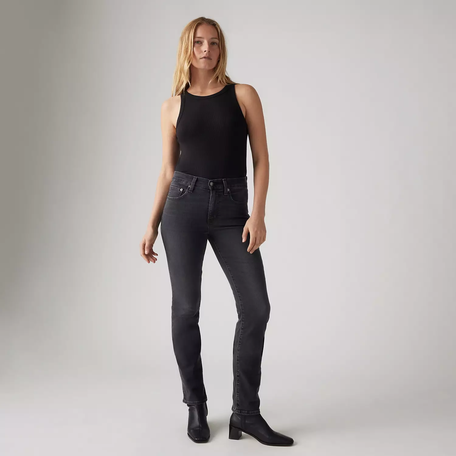 

724 узкие прямые женские джинсы с высокой посадкой Levi's, черный