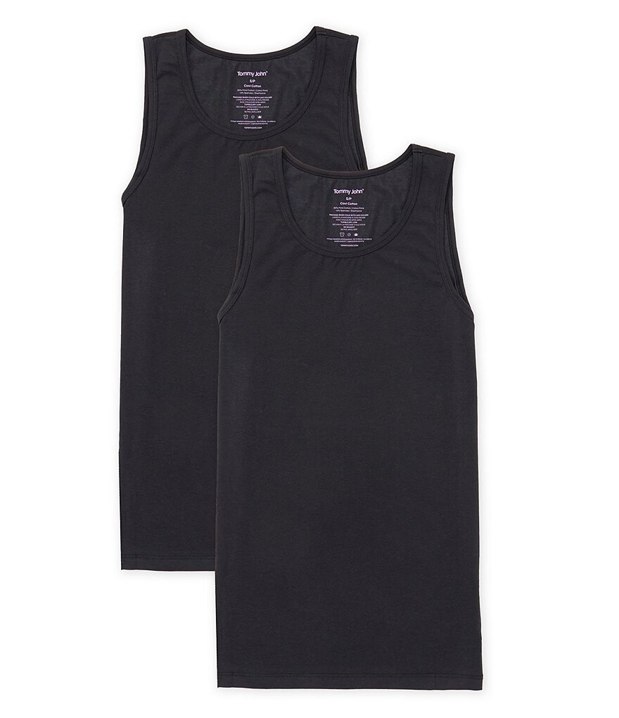 

Хлопковая майка приталенного кроя Tommy John Cool, 2 шт., черный