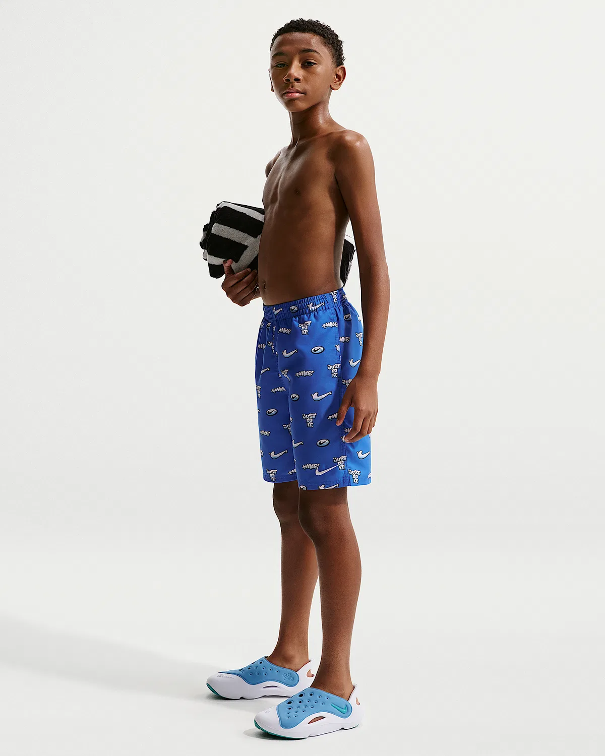 Детские (мальчиковые) плавки Nike Swim Breaker 7" с боксерской подкладкой, Blue Crystal/Blue Crystal/Blue Crystal/White