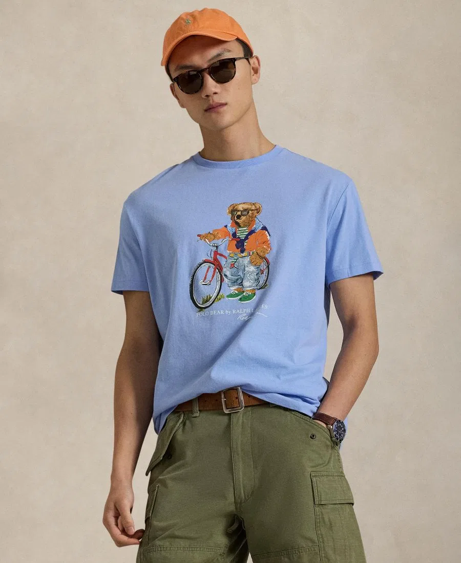 Классическая футболка-поло с изображением медведя Polo Ralph Lauren, синий