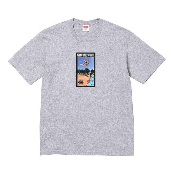 

Футболка x toy machine welcome to hell 't-shirt 'grey' Supreme, серый