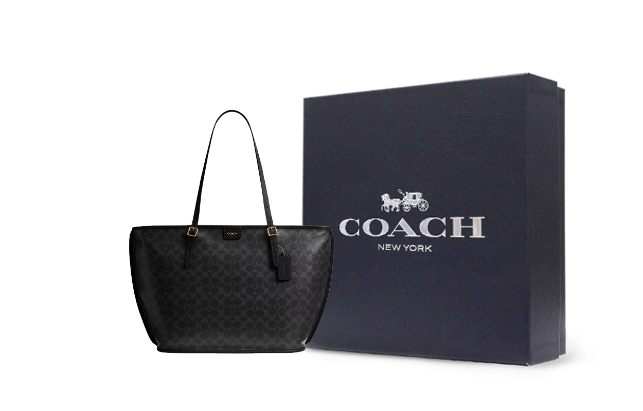

COACH Сумка через плечо большая женская черная из искусственной кожи