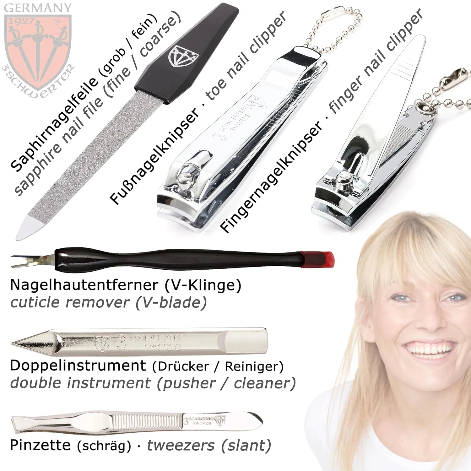 Маникюрный набор «Cuneo» из 8 предметов от DREI SCHWERTER ‎Drei Schwerter, Faux Leather - Black — фото 3