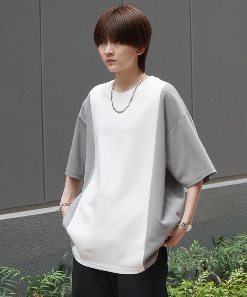 

Confirm Футболка-пончо с коротким рукавом, свободный силуэт, драпировка, однотонный/перемешанный цвет, белый/зеленый