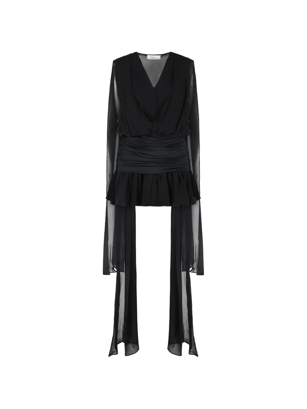 

Мини-платье с драпировкой и V-образным вырезом Blumarine, черный