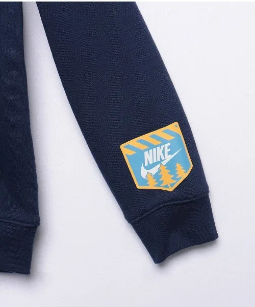 Детская флисовая кофта с капюшоном Nike B NSW Great Outdoors Fleece PO, цвет хаки — фото 4