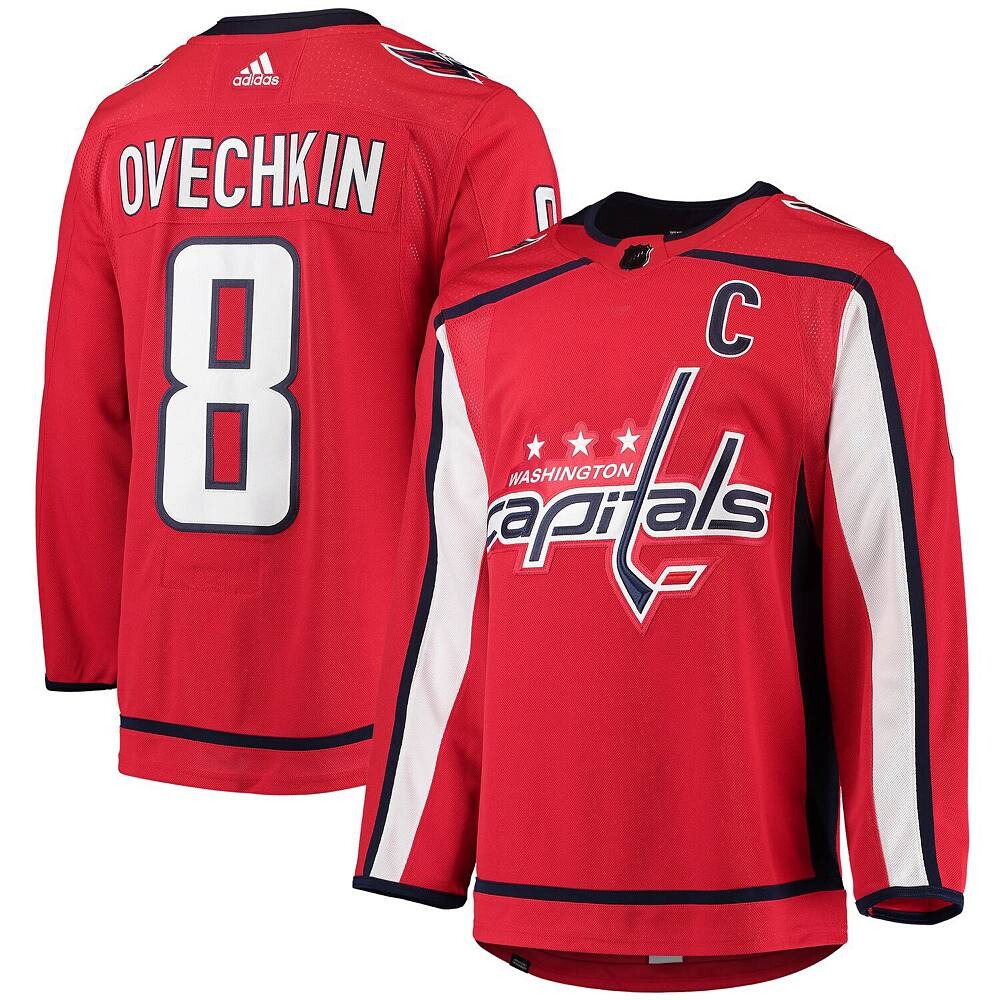 

Мужская красная футболка adidas Alexander Ovechkin Washington Capitals Home Captain Patch Primegreen Authentic Pro Player Adidas, цвет Cap Red