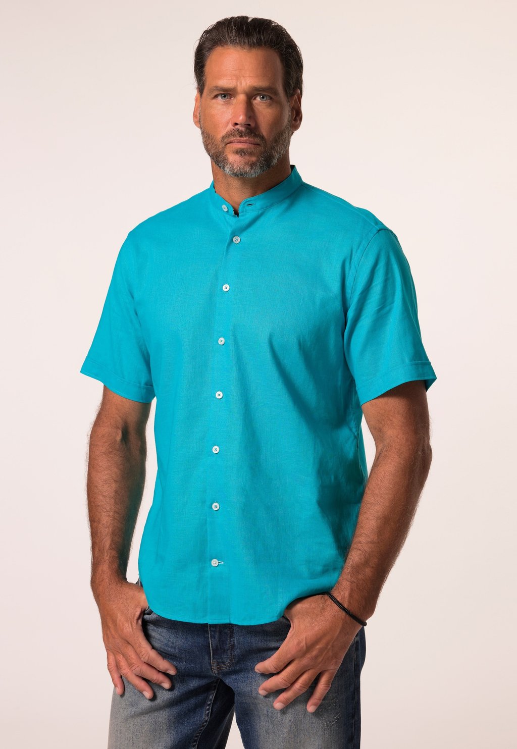 

Рубашка MANCHES COURTES ET COL OFFICIER. COUPE MODERN FIT. JP1880, бирюзовый