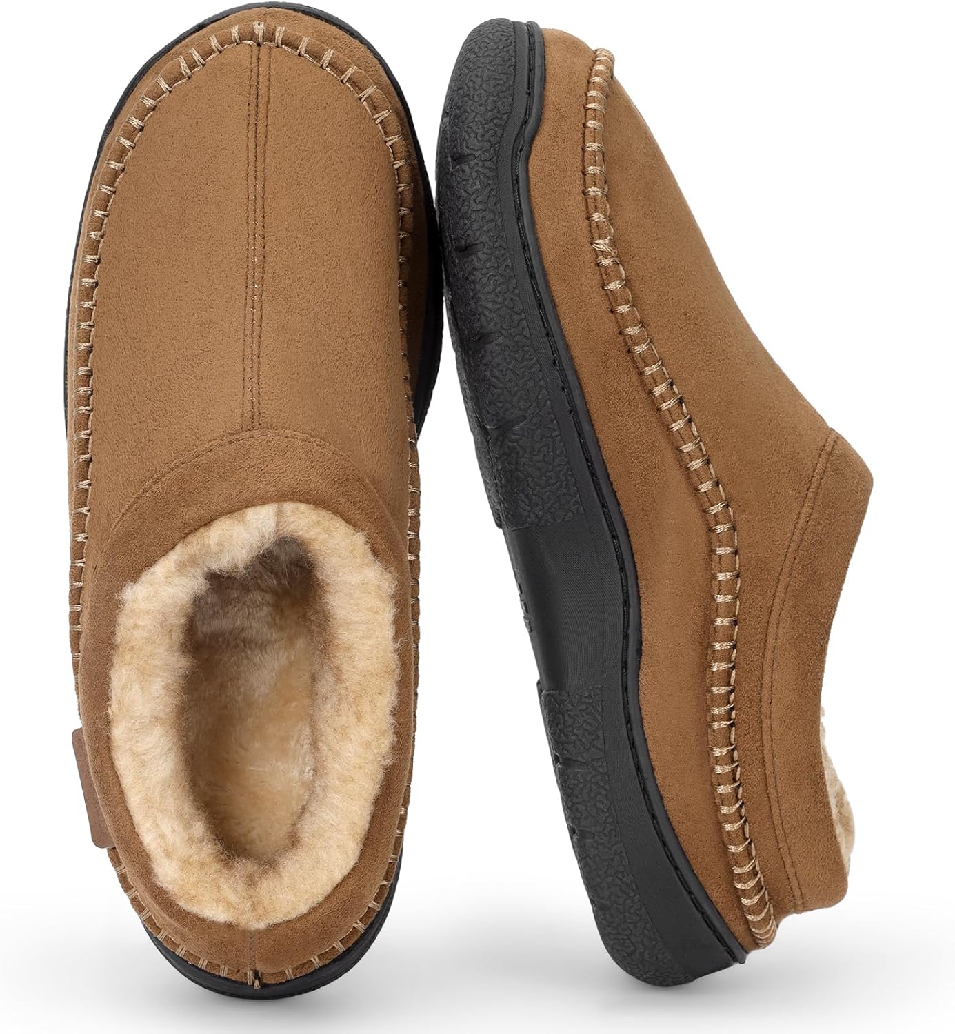 

Мужские мокасины-тапочки без шнурков, теплые зимние домашние туфли из микрозамши с памятью формы, для дома и улицы, в стиле лоферов Feetfreein, Tan