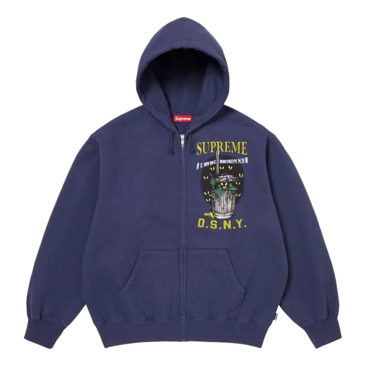 Толстовка Supreme x DSNY SS26 на молнии с капюшоном, цвет «Washed Navy» — фото 2