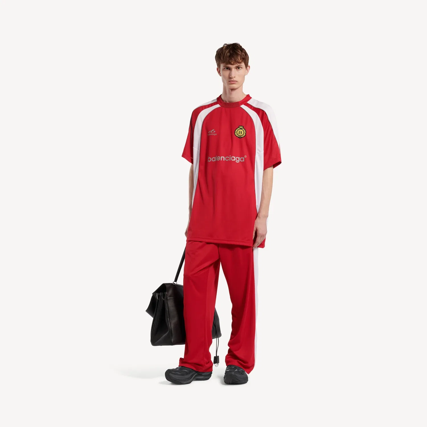 Мужская футболка оверсайз в футбольном стиле красного цвета Balenciaga — фото 2