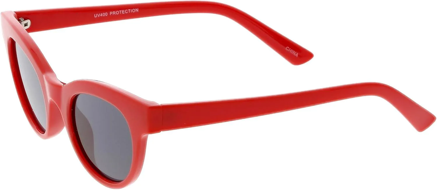 

zeroUV - Женские солнцезащитные очки в оправе из рога с круглыми линзами нейтрального цвета, модель «кошачий глаз», диаметр линз 47 мм, Shiny Red / Smoke