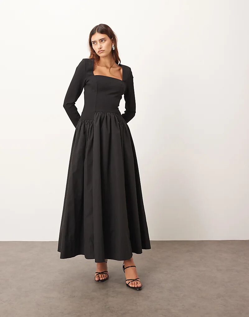 

Платье ARRANGE макси с квадратным вырезом и пышной юбкой черного цвета